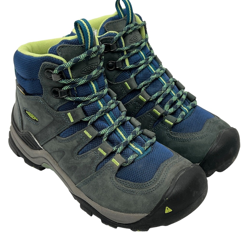 Keen Gypsum II Mid Hiking Boots Blue Green Waterproof Lace Up Womens US 6 EUC